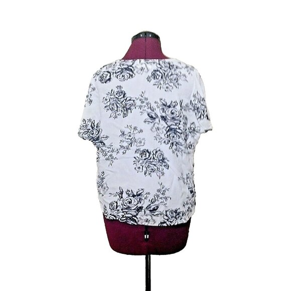 Maurices Top Multicolor Women Button Front Floral Short Sleeve Size Large - Picture 2 of 7